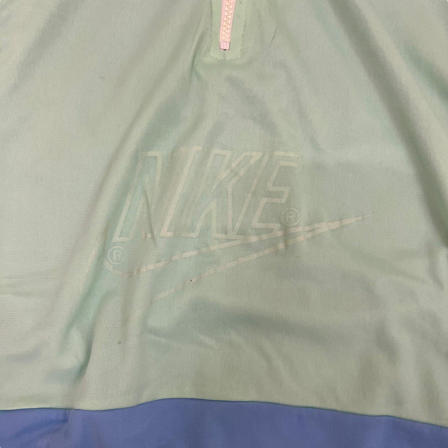 GM141 大きいサイズ NIKE ナイキ 80's 長袖 ハーフ ジップアップ トップス プルオーバー 水色系 グリーン系 メンズ XL