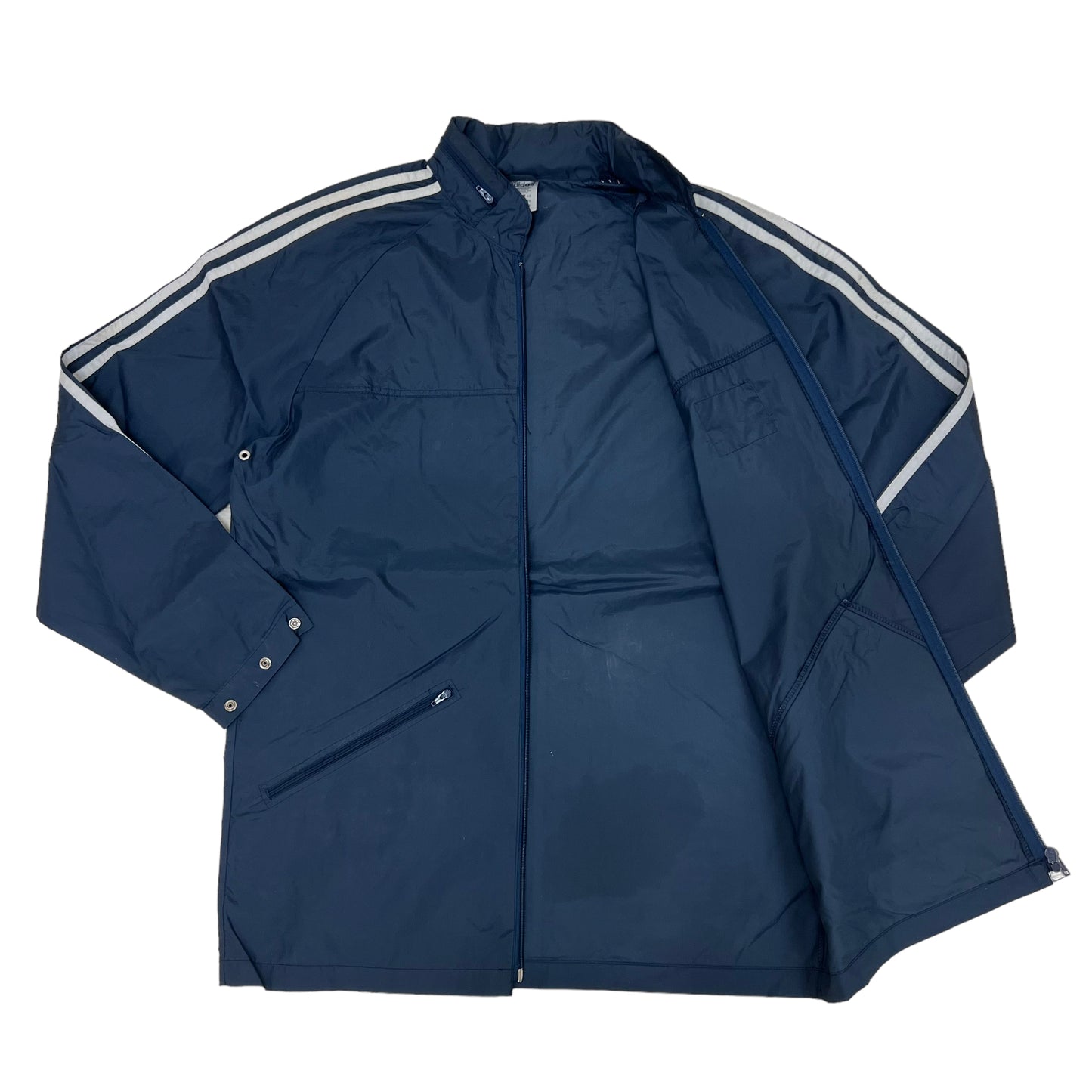 GM150 adidas アディダス 長袖 ジップアップ ナイロン ジャケット 上着 羽織り トップス ネイビー 3本線 メンズ S
