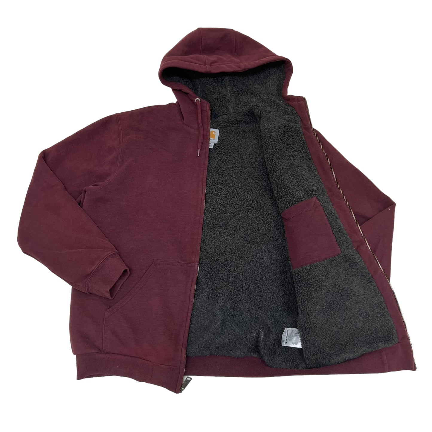 GM214 Carhartt カーハート 長袖 ジップアップ 裏ボア パーカー トップス 上着 羽織り ボルドー系 メンズ M