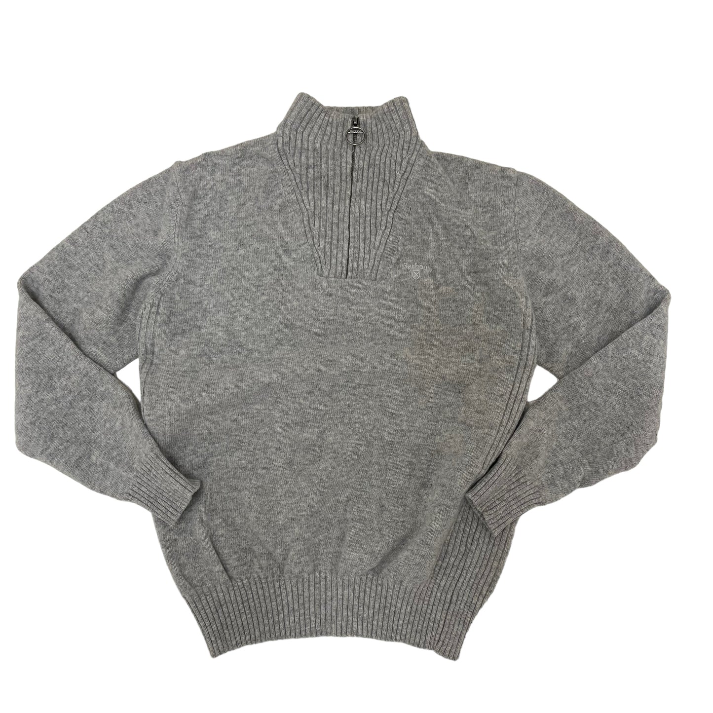 GC232 Barbour ニット セーター ハーフジップアップ トップス ウール100% グレー サイズM