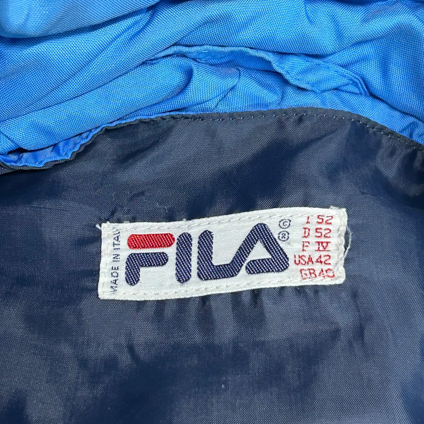 GH032 イタリア製 FILA フィラ ジップジャケット ナイロンジャケット ブルー メンズ L US42