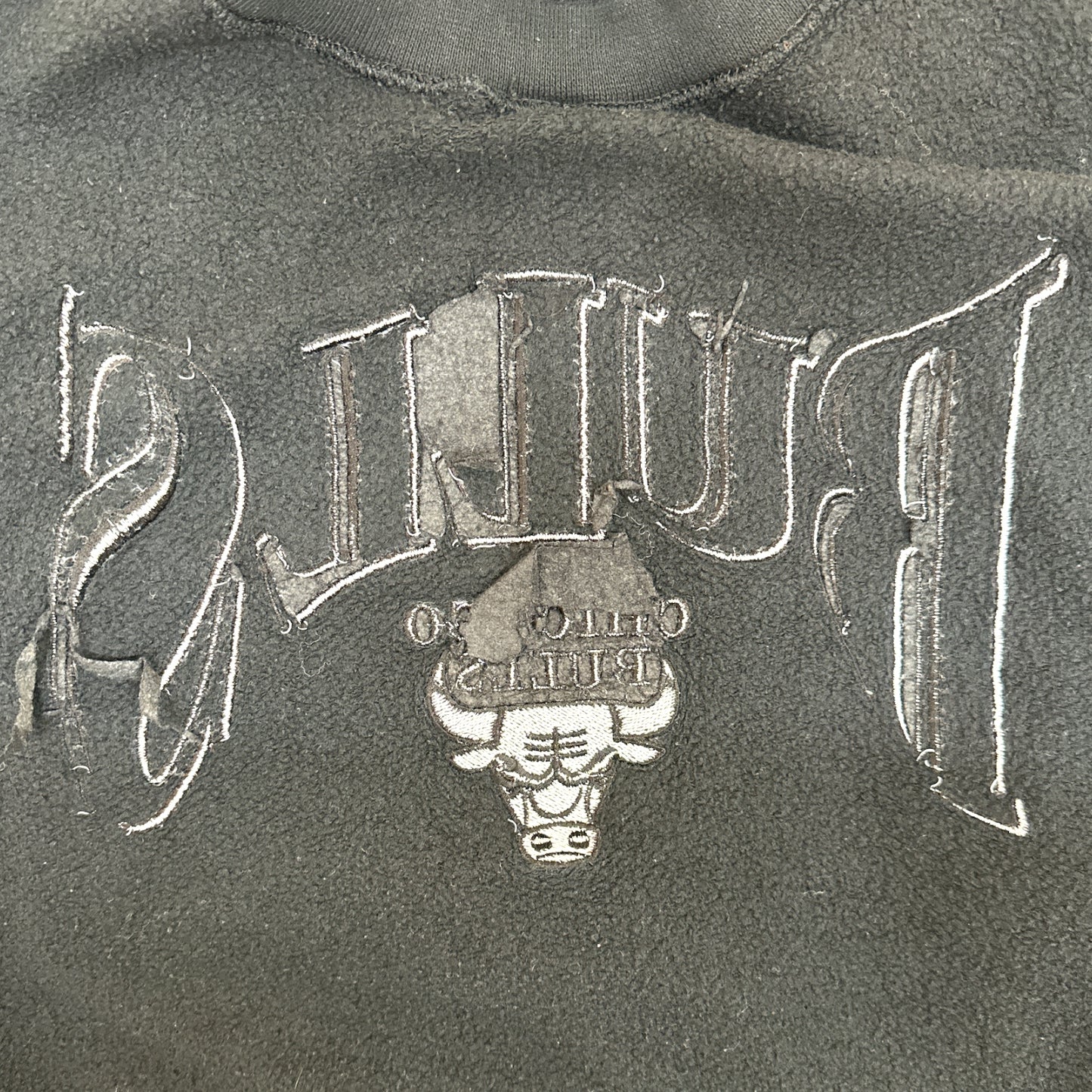 GN86 LOGO7 HEAVY WEIGHT CHICAGO BULLS USA製 トレーナー LARGE ブラック