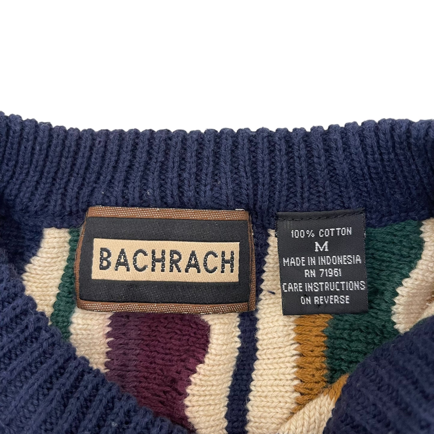 GC198 BACHRACH ニット セーター トップス 総柄 マルチカラー メンズ サイズM