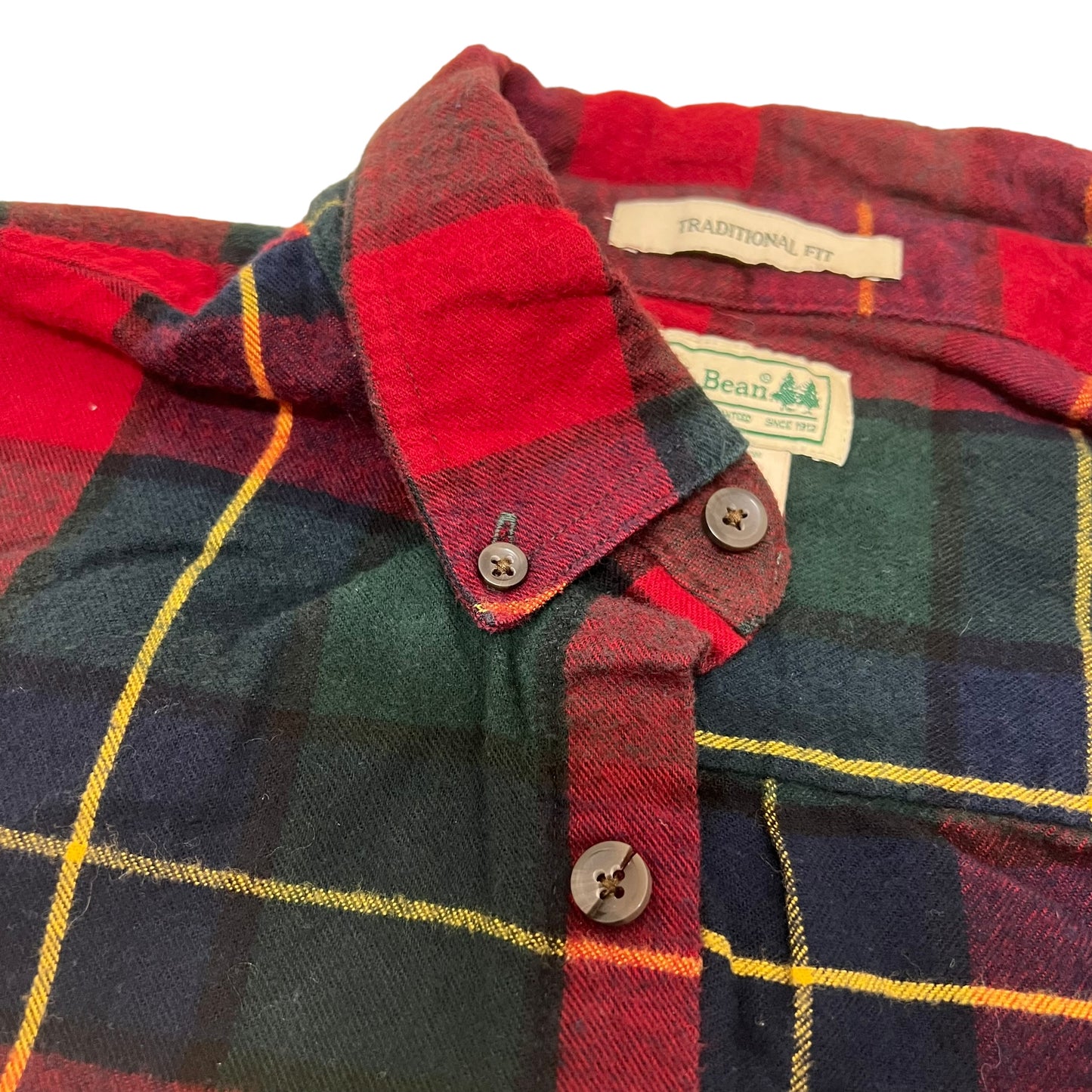 GM446 L.L.Bean エルエルビーン TRADITIONAL FIT 長袖 ボタンダウンシャツ 羽織り トップス レッド系 総柄 メンズ M