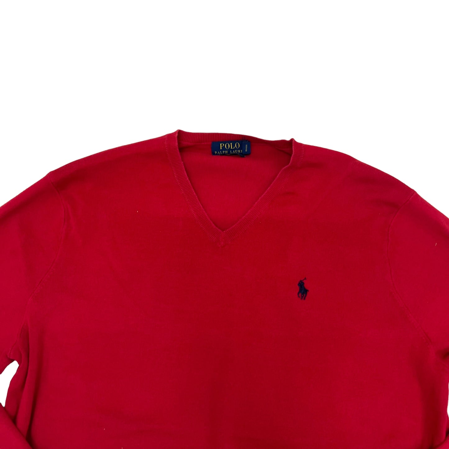 GM279 POLO RALPH LAUREN ポロラルフローレン 長袖 ニット トップス Vネック レッド メンズ XL