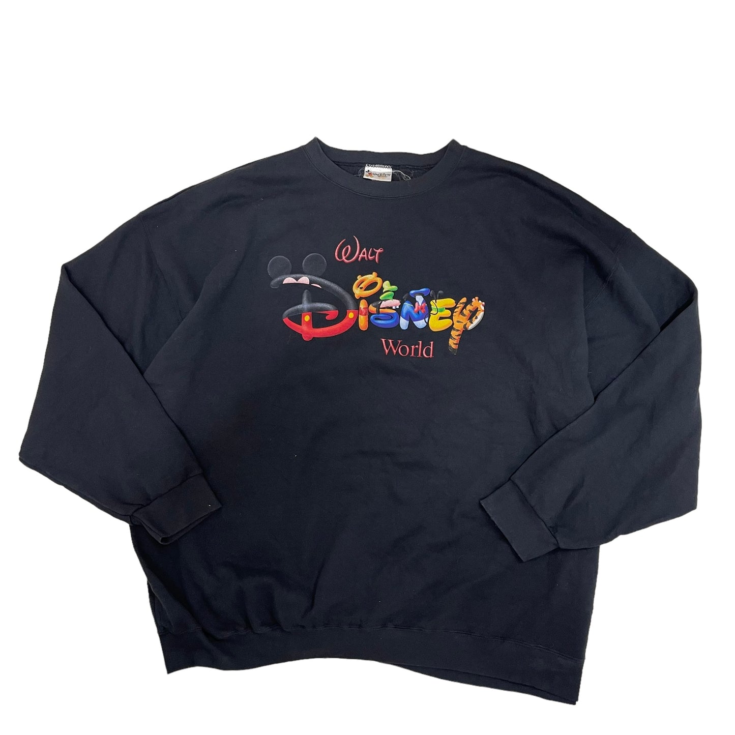 GC210 90s USA製 Disney キャラクター モチーフ グラフィック スウェット トレーナー ブラック メンズ サイズ5XL