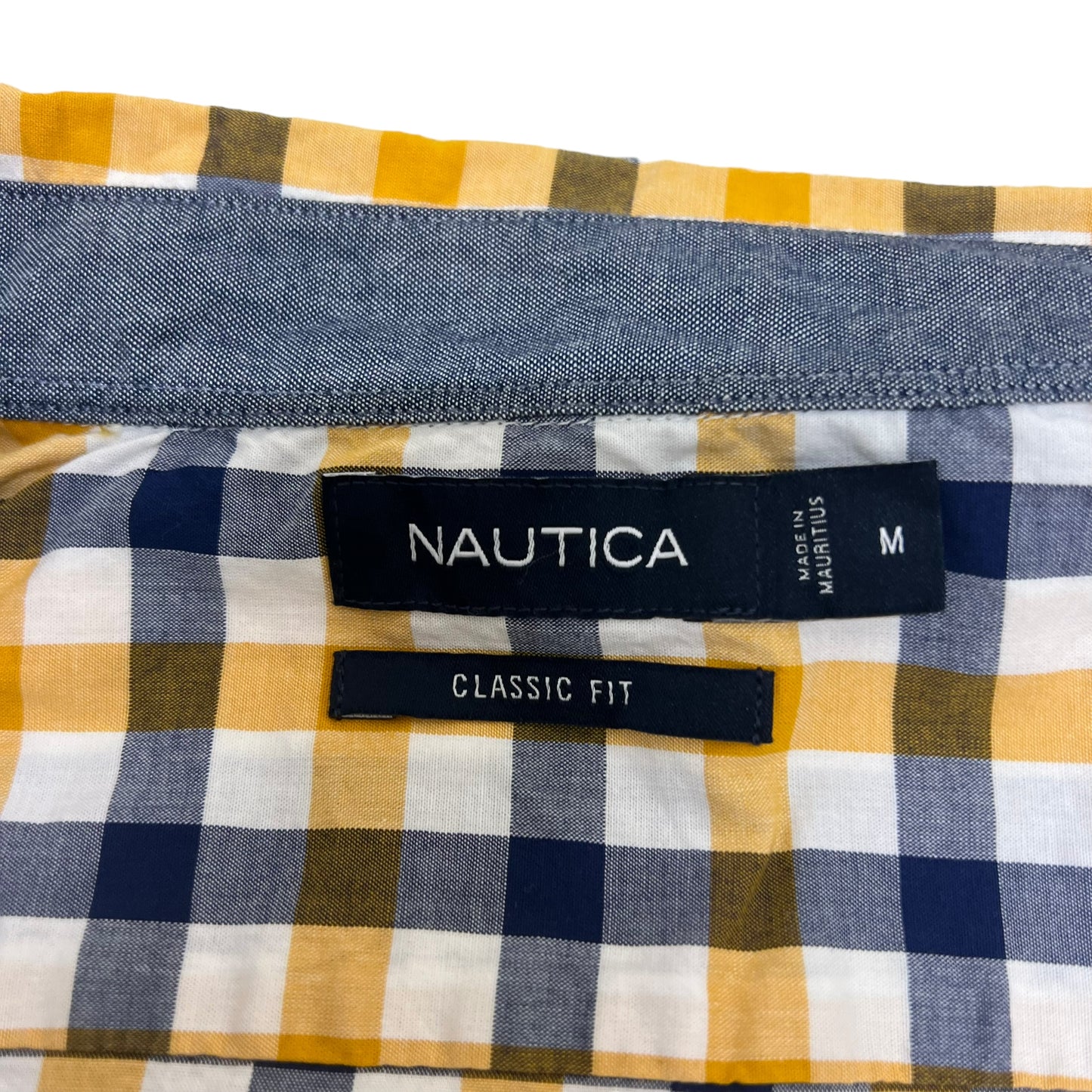 GM396 NAUTICA ノーティカ CLASSIC FIT 長袖 ボタンダウンシャツ 羽織り トップス イエロー系 総柄 メンズ M