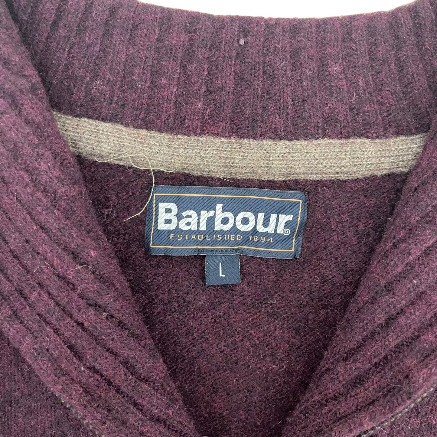 GC231 Barbour ニット セーター トップス ウール100% ボルドー メンズ サイズL