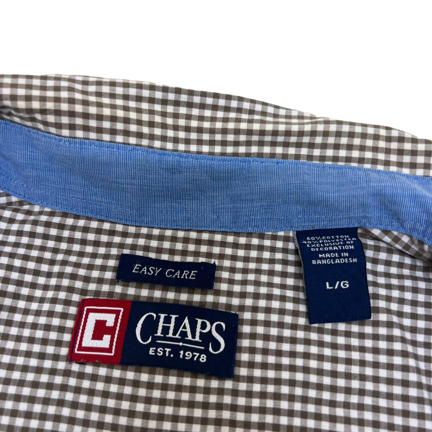 GM448 CHAPS チャップス EASY CARE 長袖 ボタンダウンシャツ 羽織り トップス グレー系 総柄 メンズ L