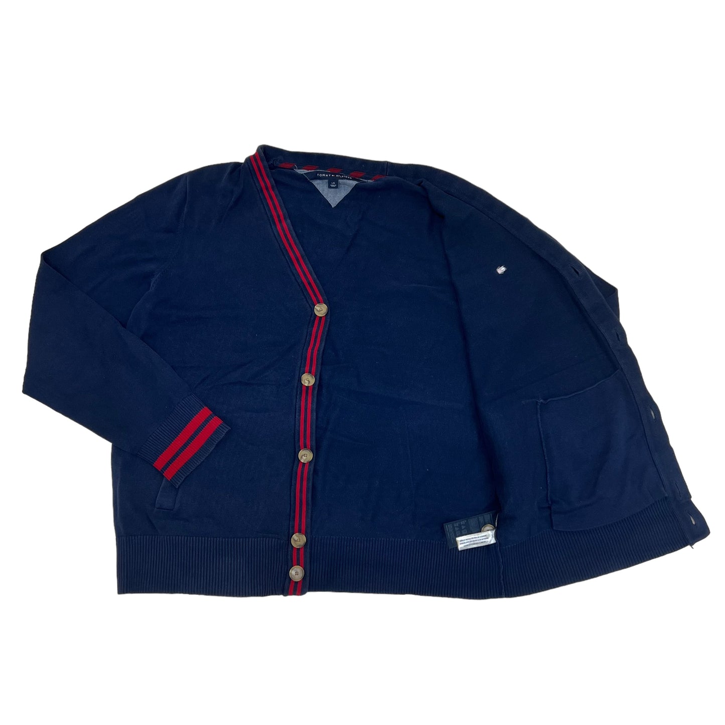 GM227 TOMMY HILFIGER トミーヒルフィガー 長袖 ニット カーディガン トップス ネイビー メンズ L