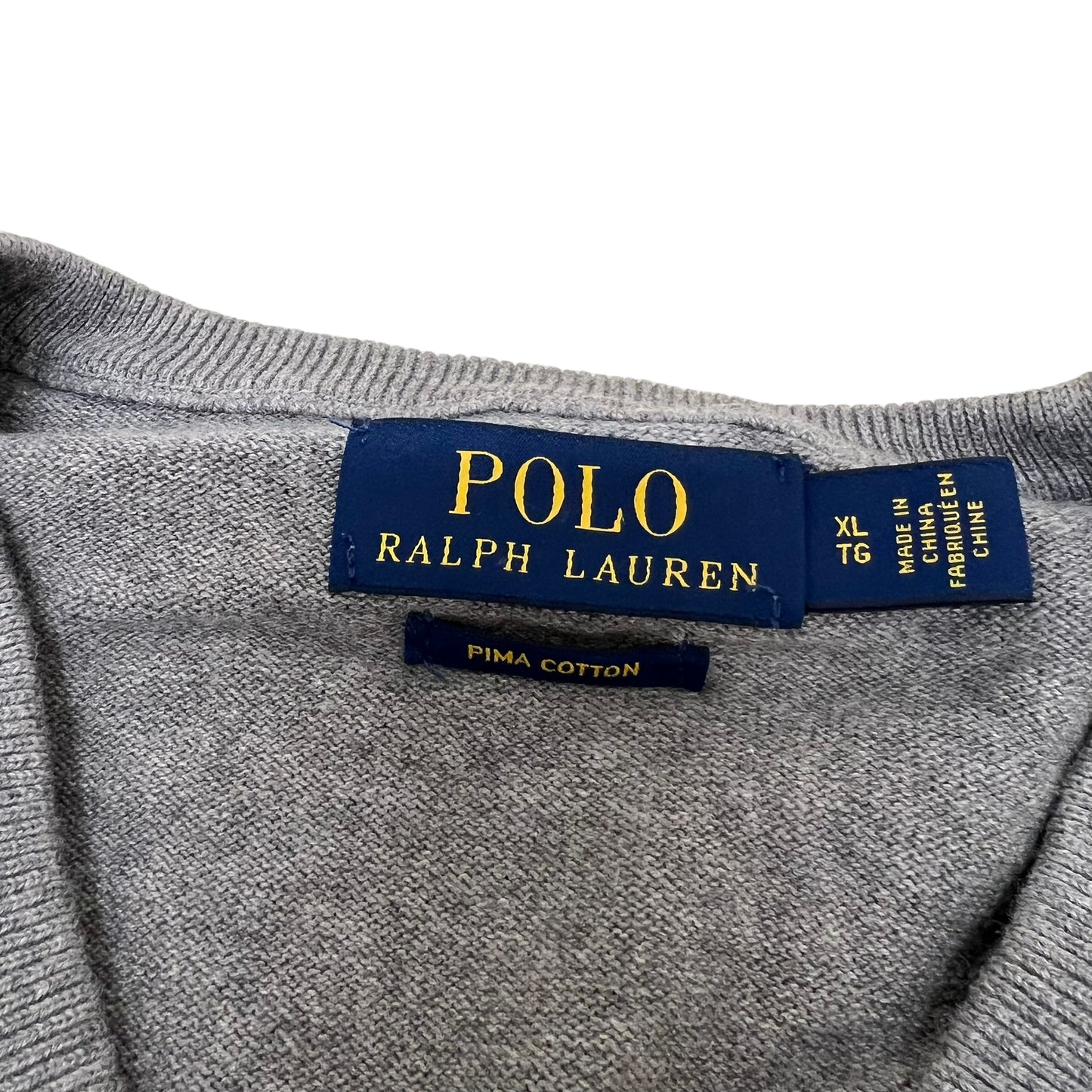 GM259 POLO RALPH LAUREN ポロラルフローレン 長袖 ニット Vネック グレー メンズ XL