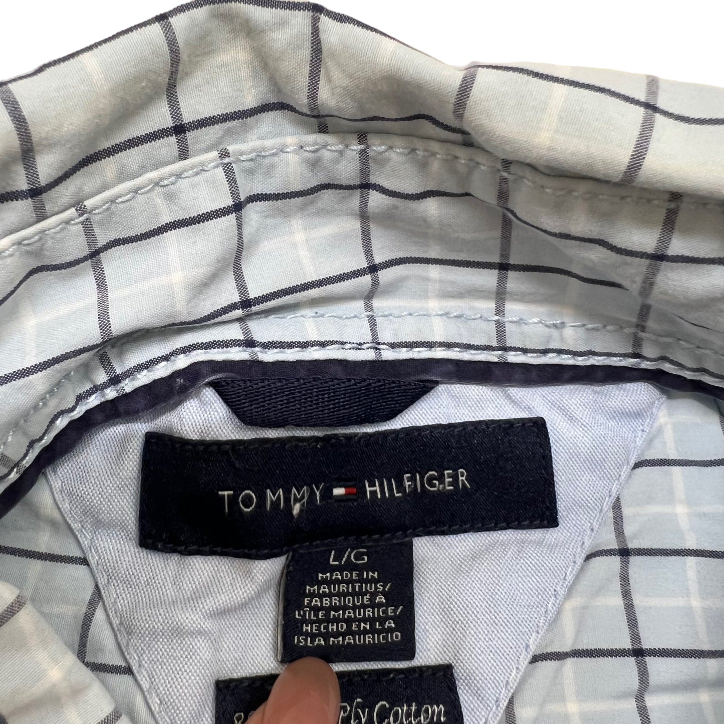 GM26 TOMMY HILFIGER トミーヒルフィガー 長袖 ボタンダウンシャツ 水色 メンズ L