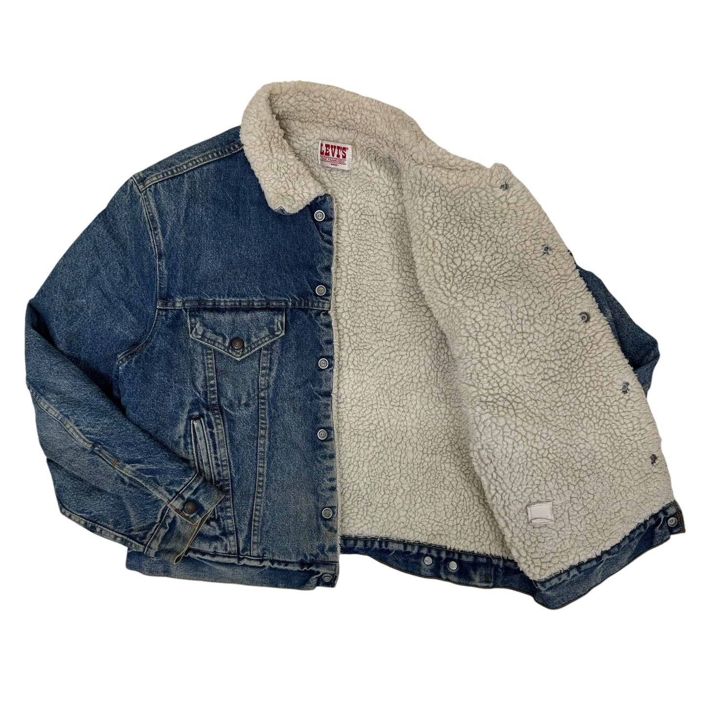 GC962 USA製 LEVI'S リーバイス デニムボアジャケット ジージャン デニムジャケット ジャケット 羽織り インディゴブルー メンズ サイズ44R