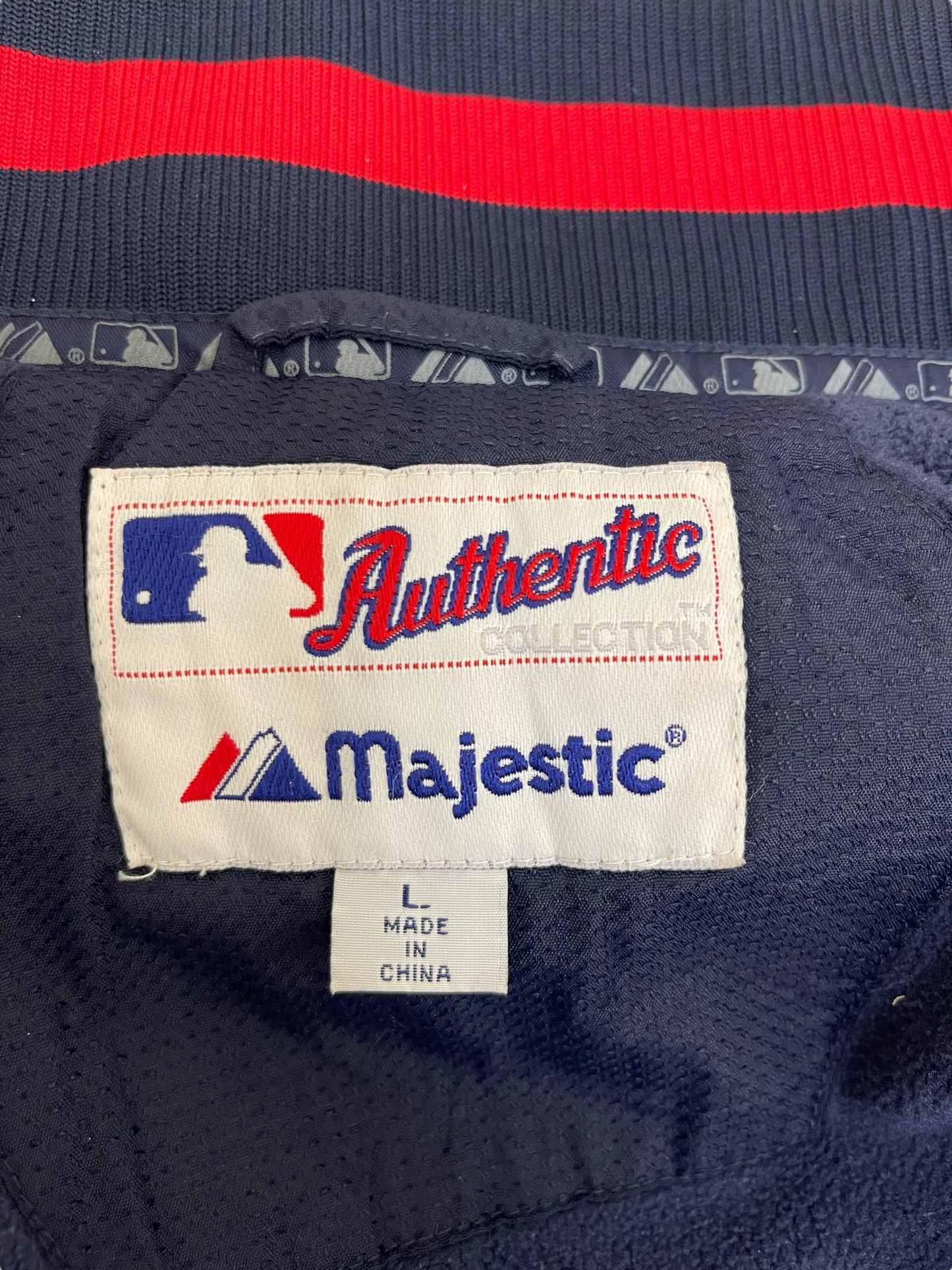 GC241 MLB Majestic Boston Red Sox ナイロンジャケット 裏起毛ジャケット ジャケット ジップアップ ネイビー メンズ サイズL