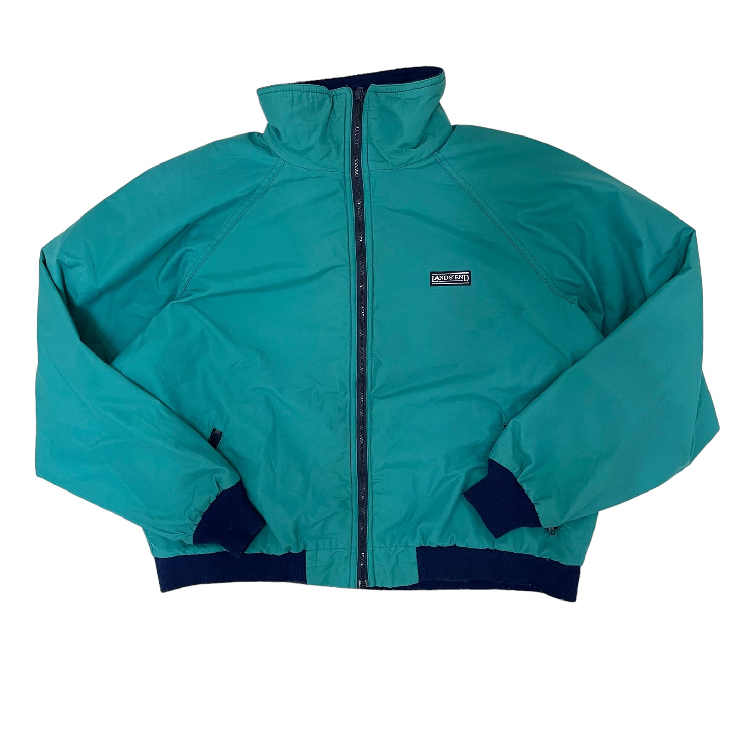 GC399 USA製 LAND'S END ナイロンジャケット ジャケット ジップアップ グリーン メンズ サイズXL