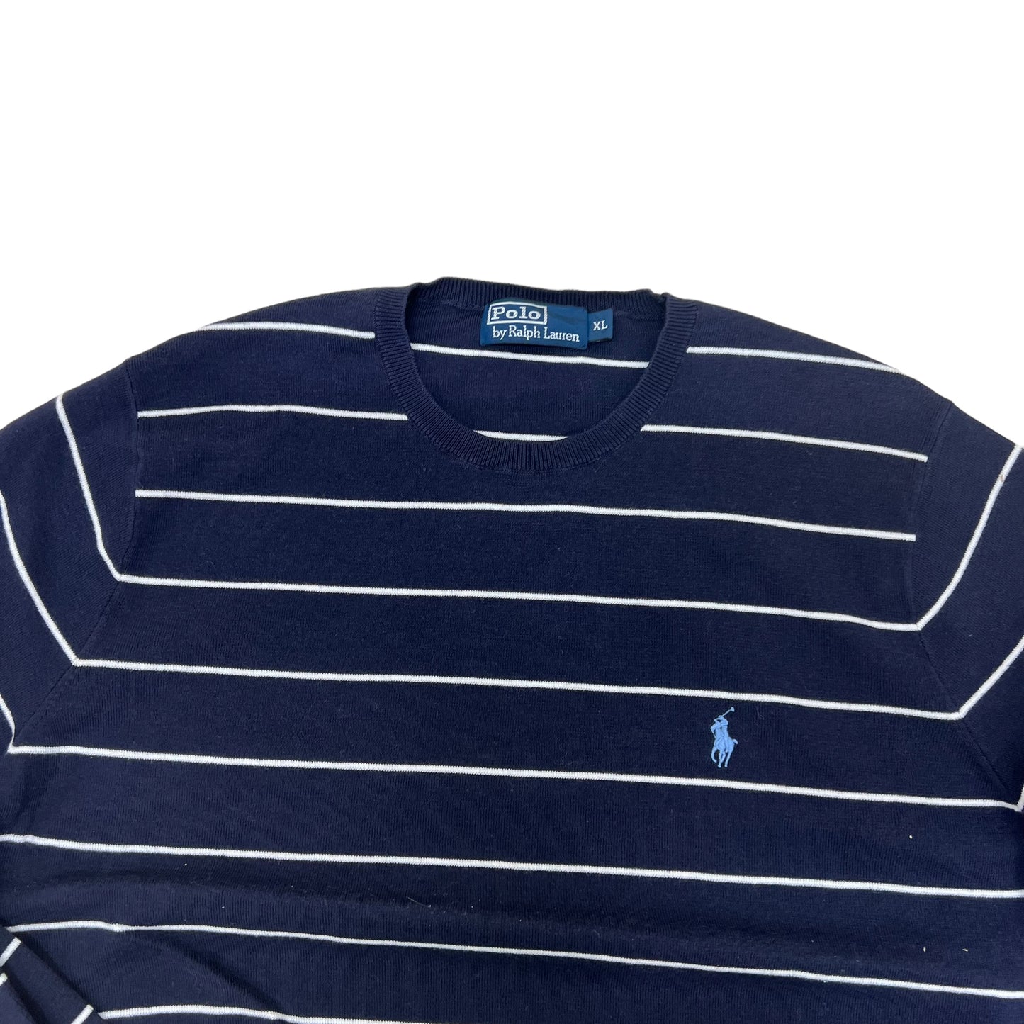 GM283 POLO RALPH LAUREN ポロラルフローレン 長袖 ニット トップス ネイビー 総柄 メンズ XL