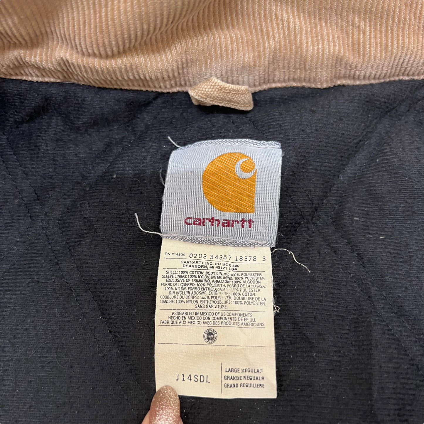 GM126 Carhartt カーハート 長袖 ジップアップ ダックジャケット 上着 羽織り トップス ベージュ系 メンズ 実寸参考