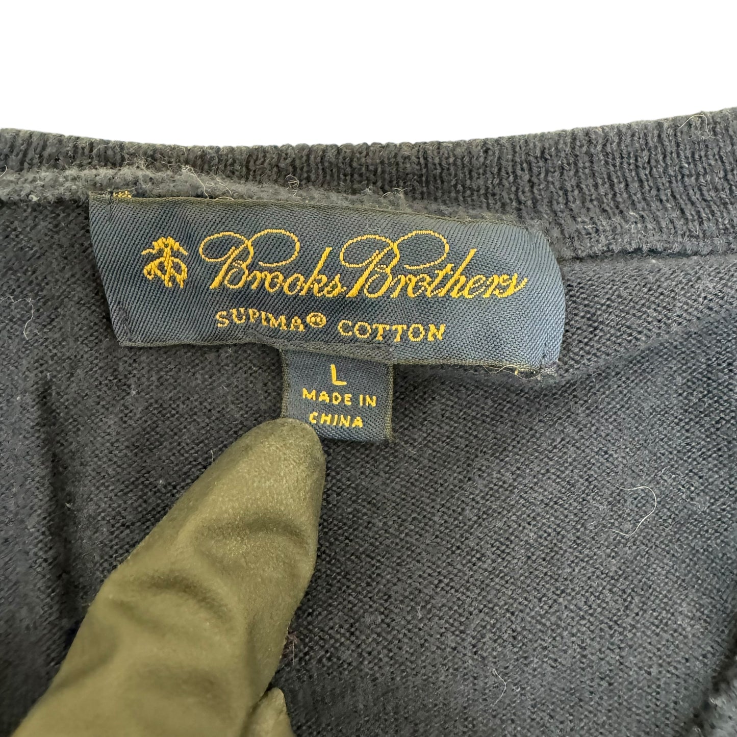 GC869 BROOKS BROTHERS ブルックスブラザーズ コットンニット ニットセーター ニット ネイビー Vネック メンズ サイズL