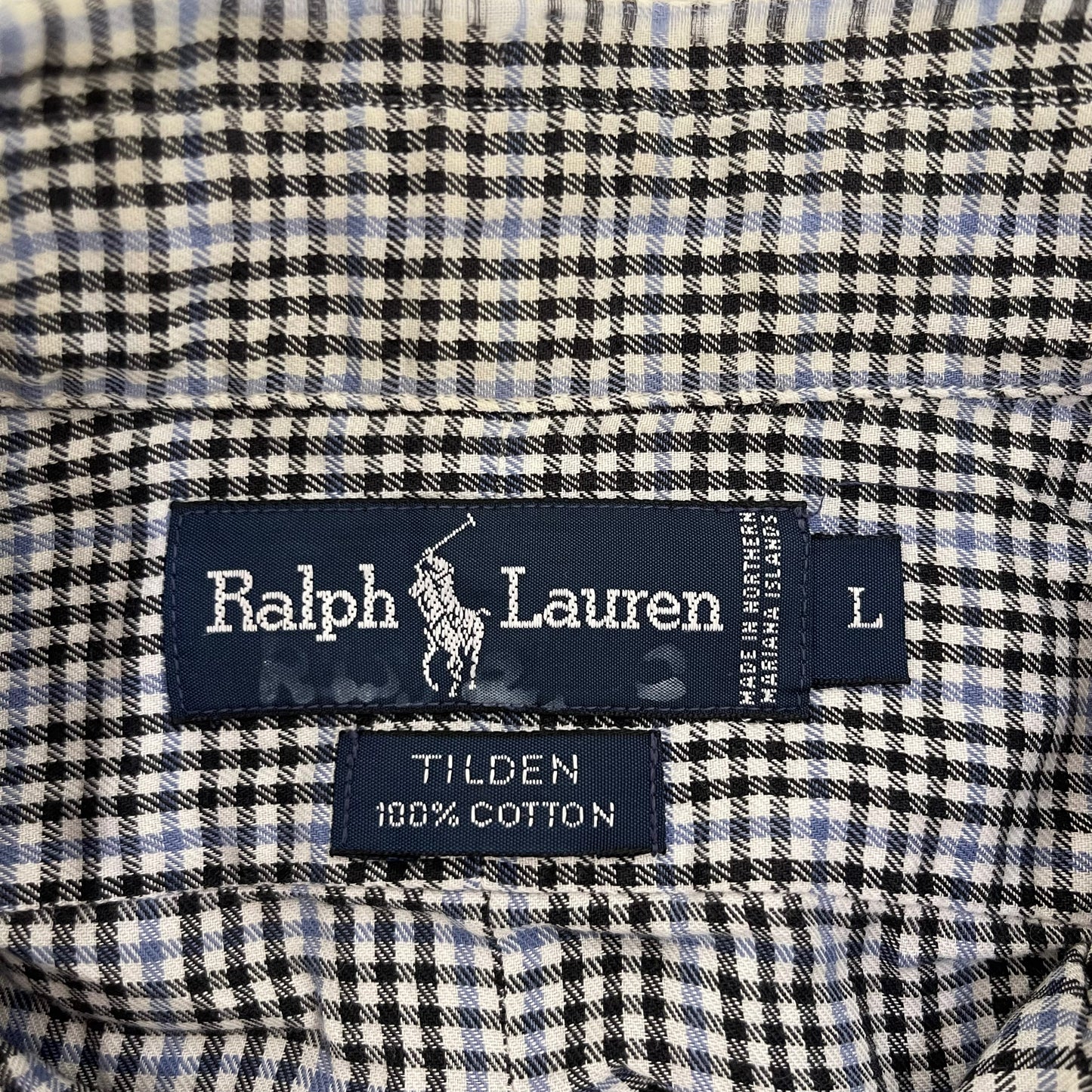 GC83 90s RALPH LAUREN TILDEN チェックシャツ シャツ 総柄 水色系 メンズ サイズL