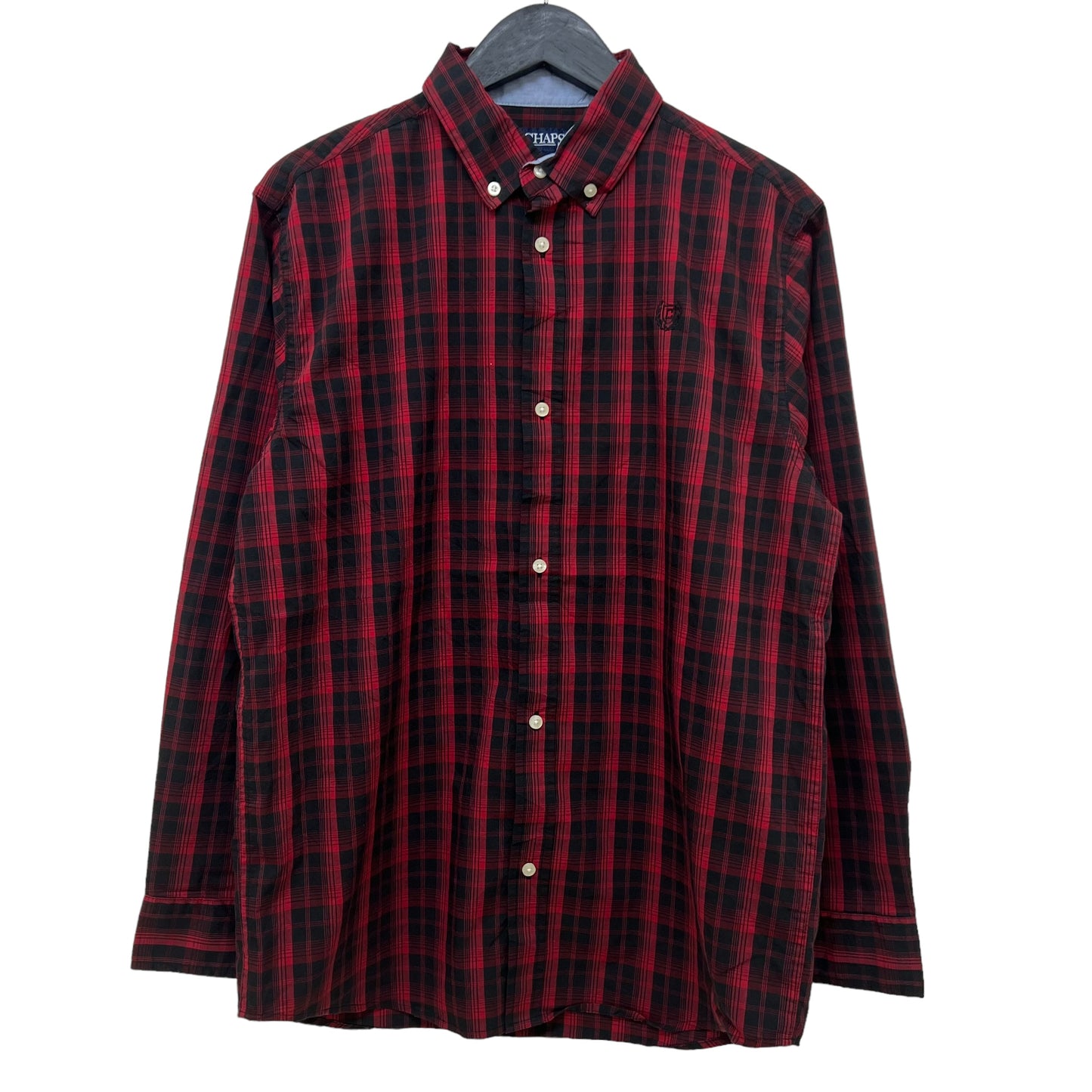 GM401 CHAPS チャップス 長袖 ボタンダウンシャツ 羽織り トップス レッド系 総柄 子供服 XL