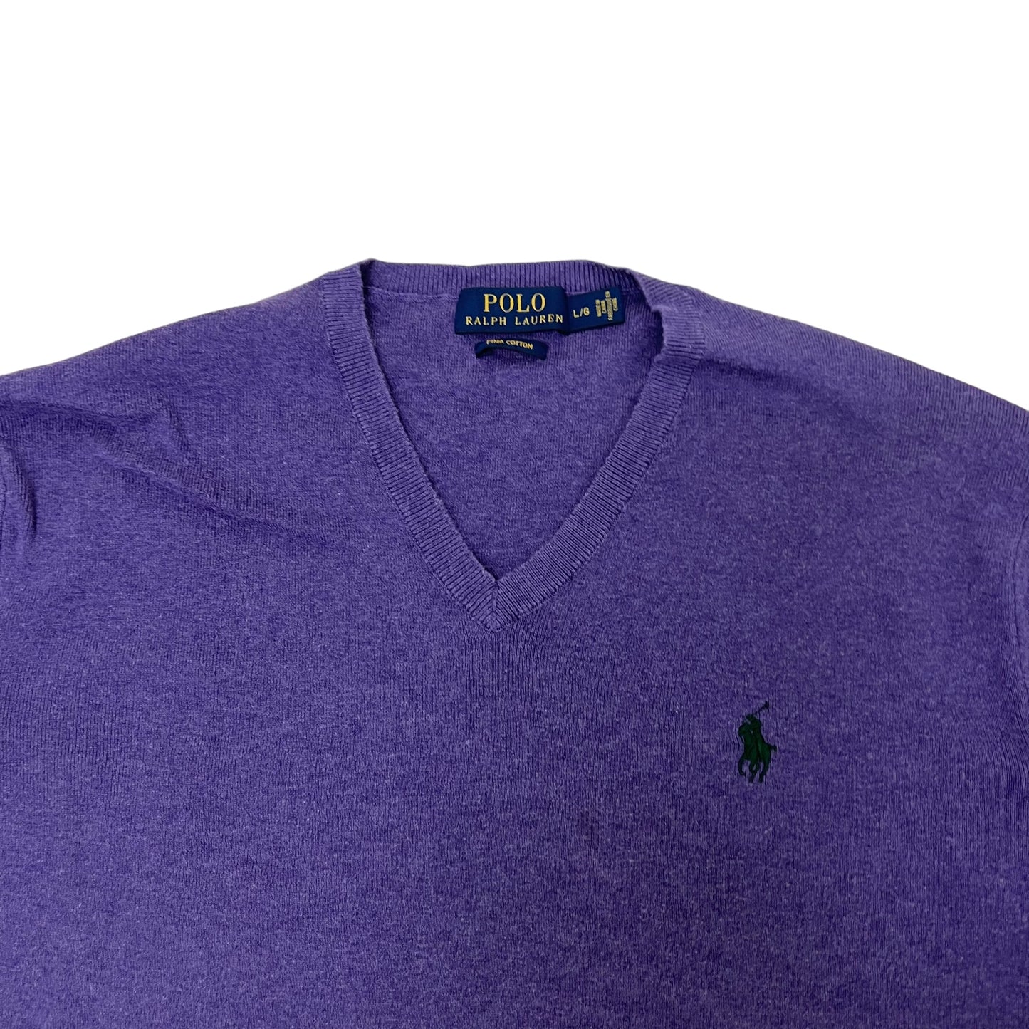 GM244 POLO RALPH LAUREN ポロラルフローレン 長袖 ニット トップス Vネック パープル系 メンズ L