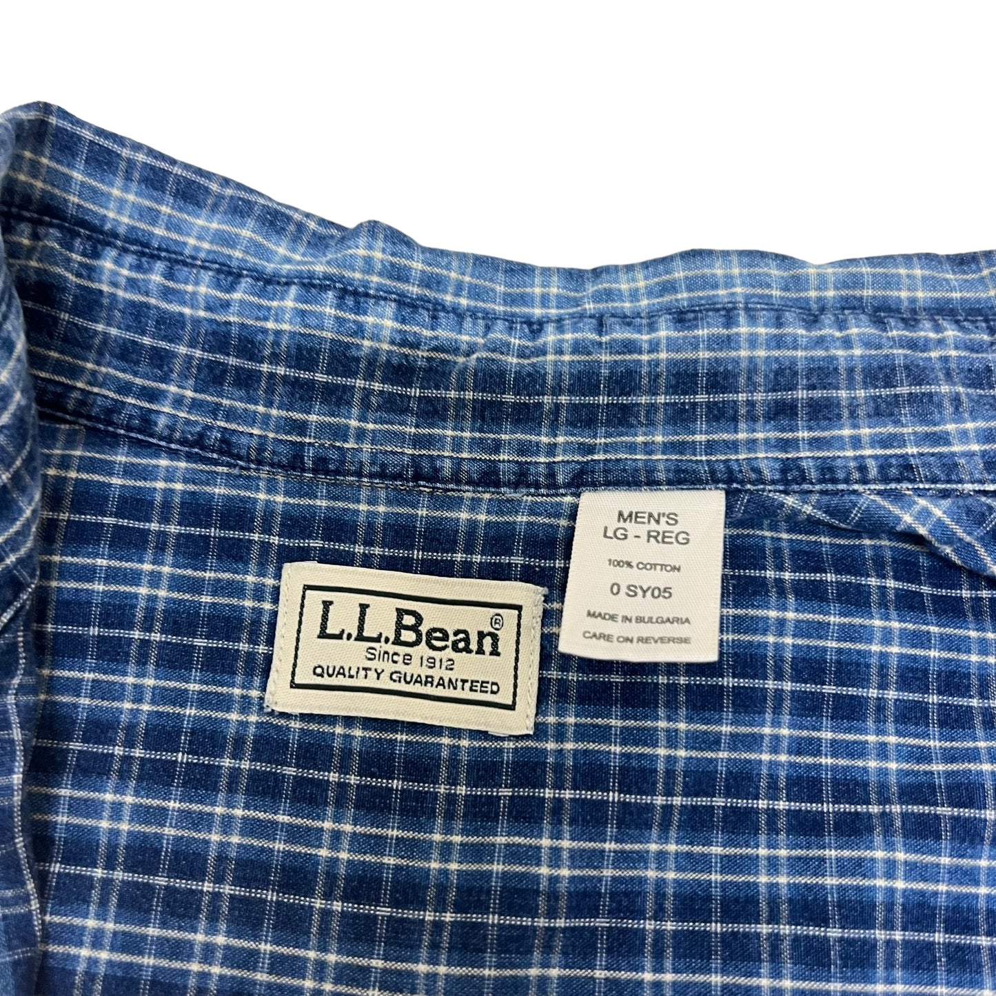 GM411 L.L.Bean エルエルビーン 長袖 ボタンダウンシャツ 羽織り トップス ネイビー系 総柄 メンズ LG