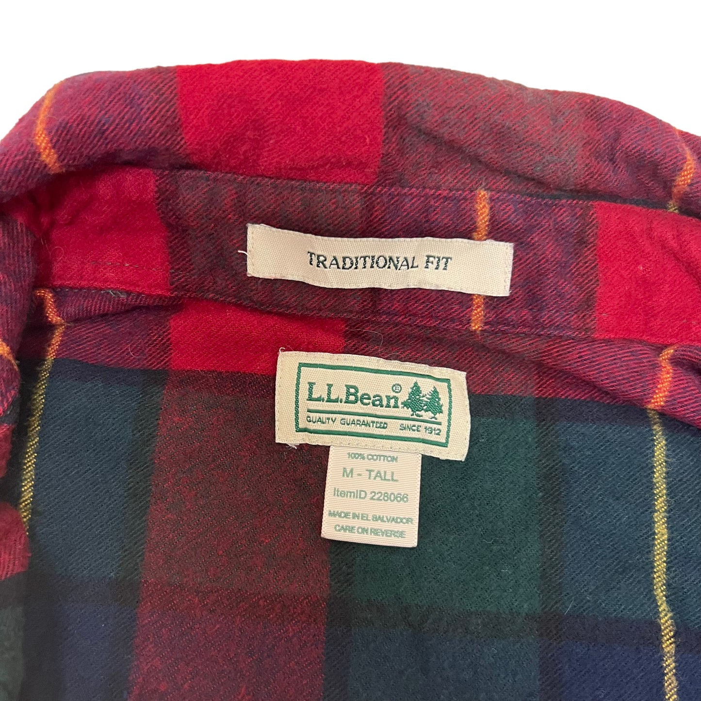 GM446 L.L.Bean エルエルビーン TRADITIONAL FIT 長袖 ボタンダウンシャツ 羽織り トップス レッド系 総柄 メンズ M