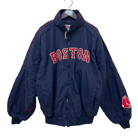 GC241 MLB Majestic Boston Red Sox ナイロンジャケット 裏起毛ジャケット ジャケット ジップアップ ネイビー メンズ サイズL