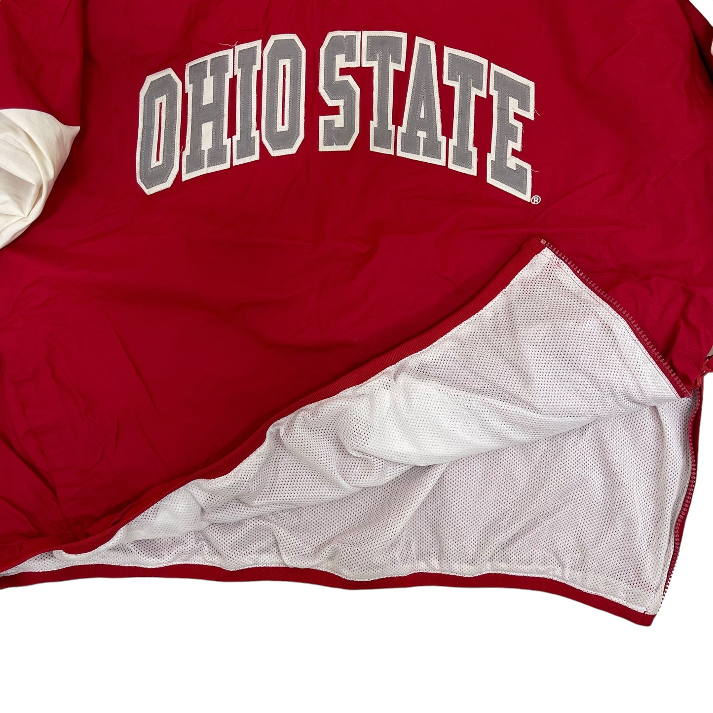 GC227 Ohio State Buckeyes ナイロントップス ハーフジップアップ トップス レッド メンズ サイズXXL