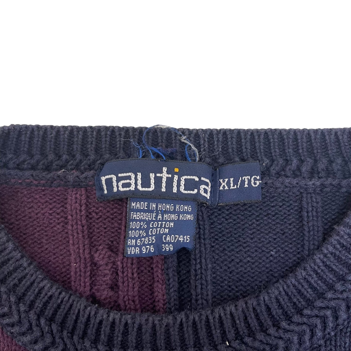 GC183 nautica ニット セーター トップス ネイビー×オフホワイト×小豆色×カーキ メンズ サイズXL