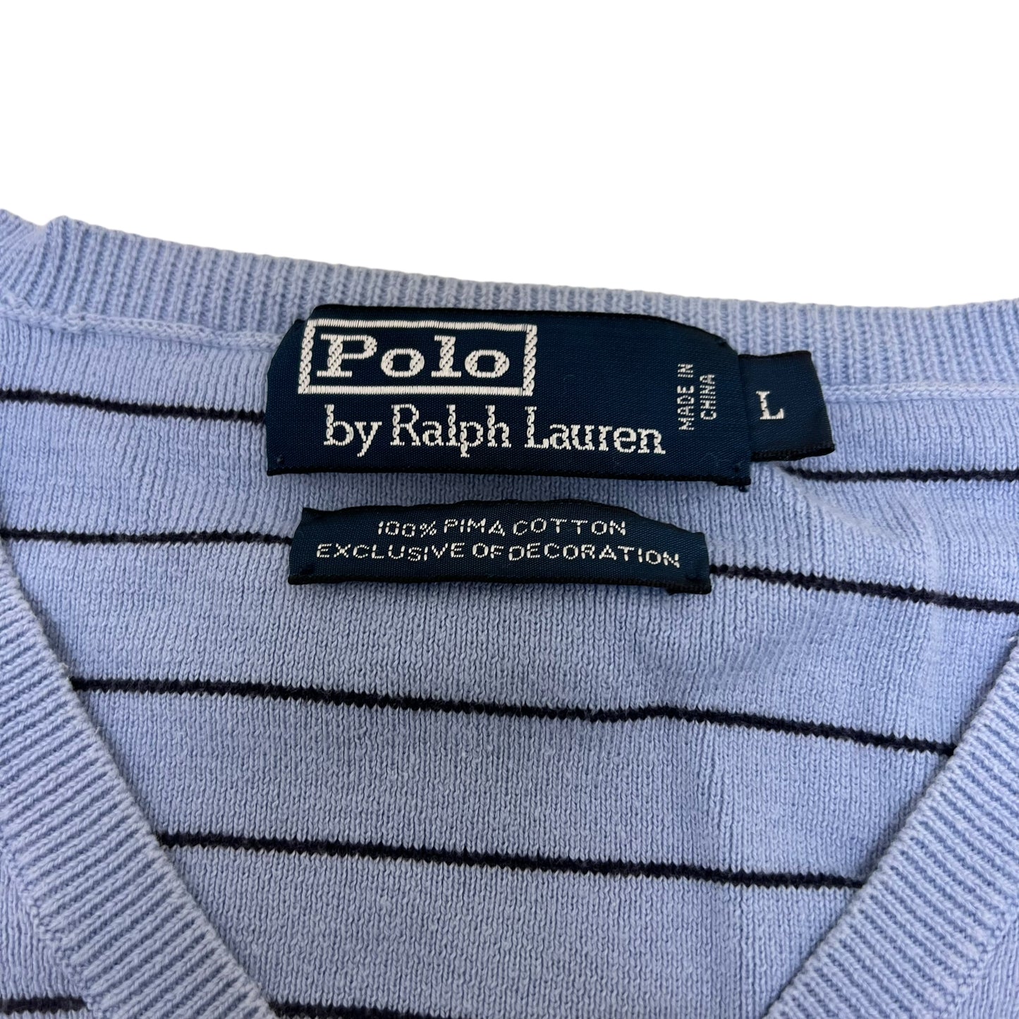 GM278 POLO RALPH LAUREN ポロラルフローレン 長袖 ニット トップス 水色系 総柄 メンズ L