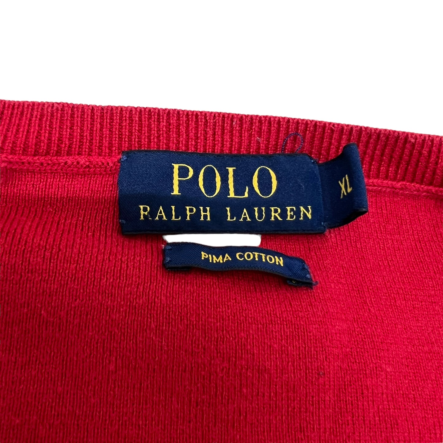 GM279 POLO RALPH LAUREN ポロラルフローレン 長袖 ニット トップス Vネック レッド メンズ XL