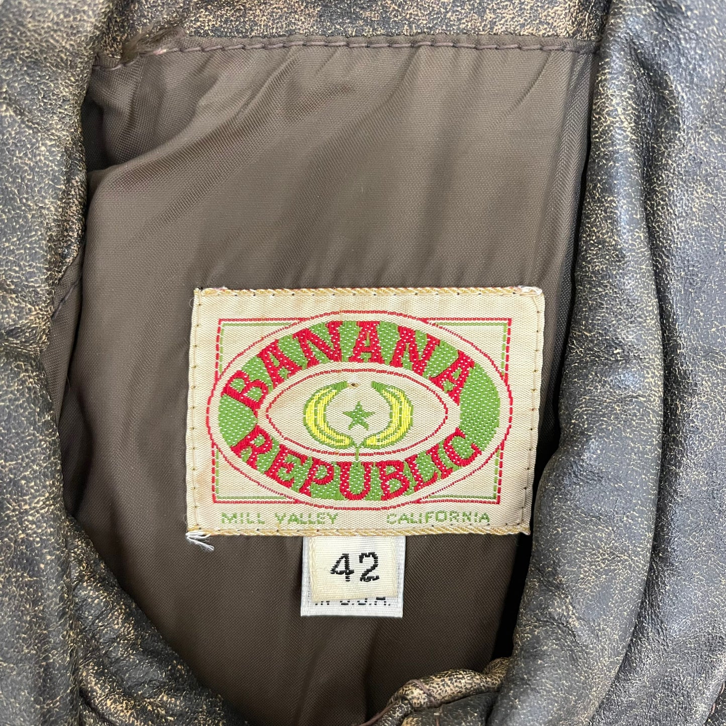 GC75 USA製 80s BANANA REPUBLIC フライトジャケット レザージャケット ブラウン メンズ サイズ42