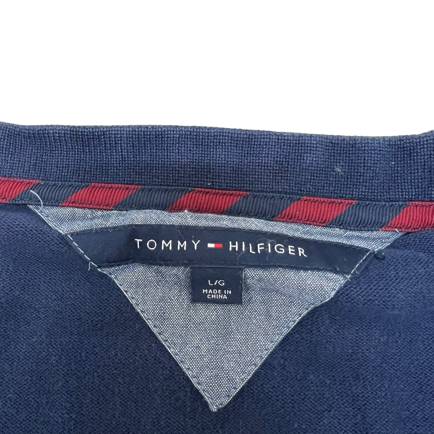 GM227 TOMMY HILFIGER トミーヒルフィガー 長袖 ニット カーディガン トップス ネイビー メンズ L