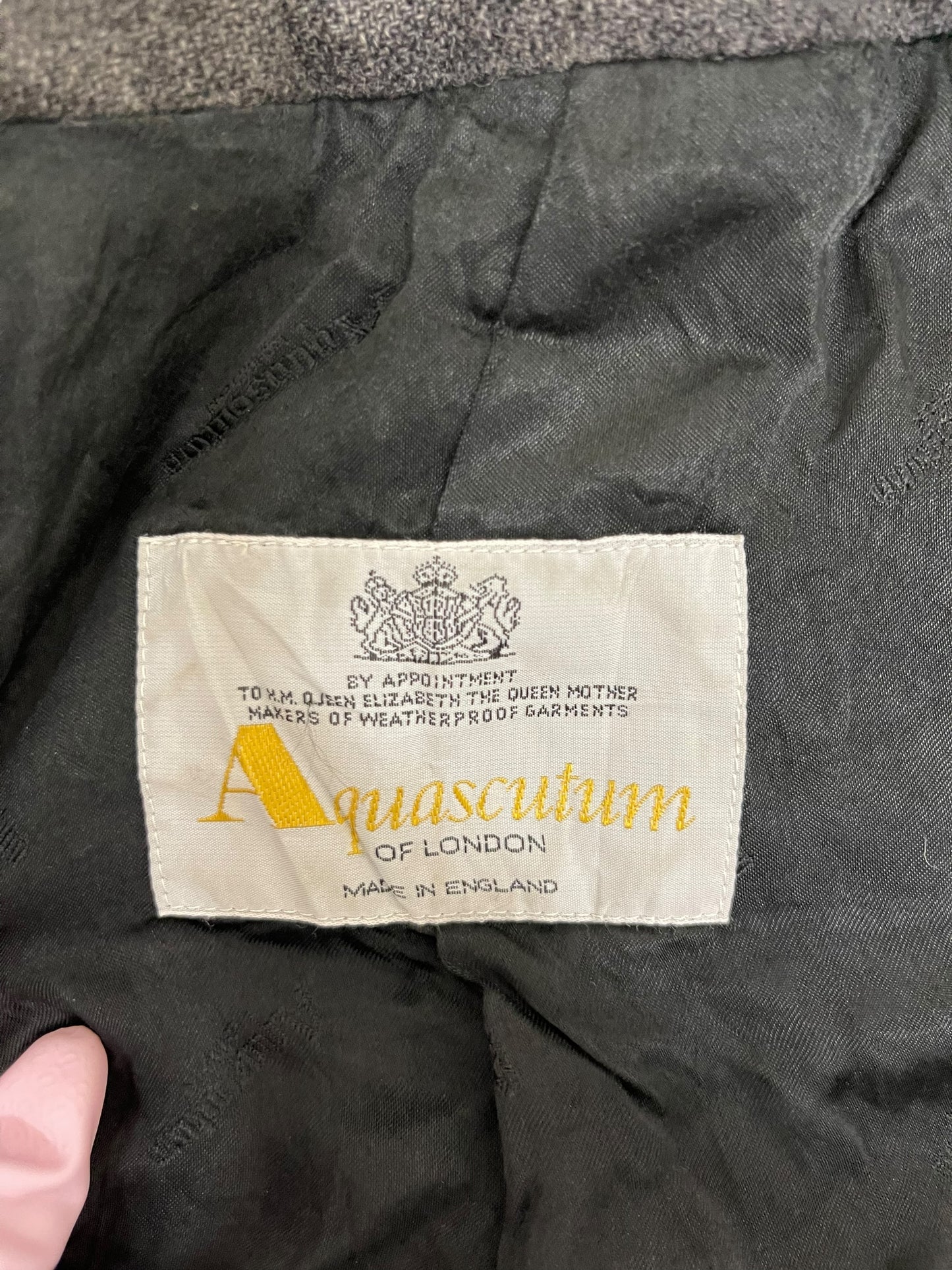 GC378 aquascutum ウール100% ロングコート ウールコート ダークグレー メンズ