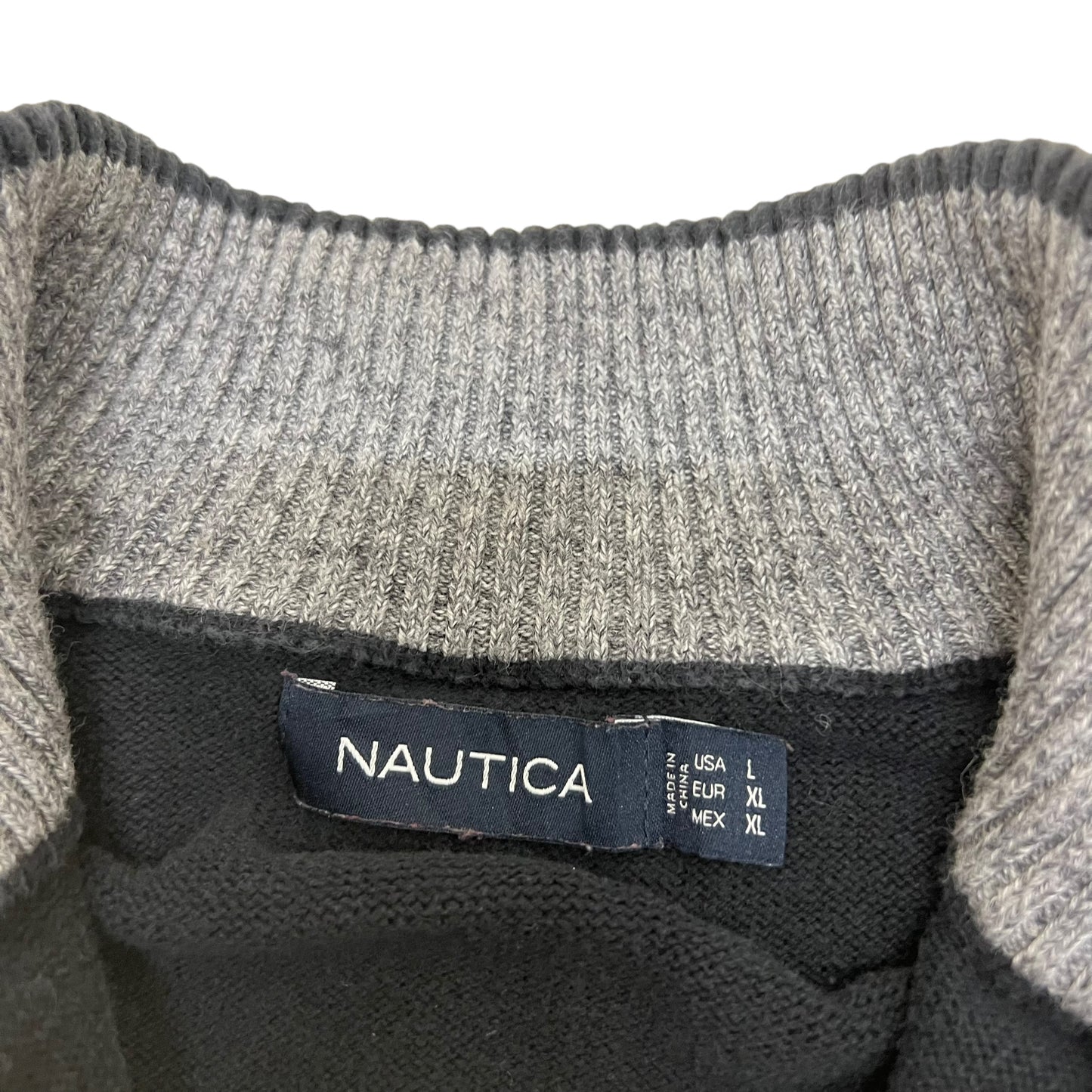 GM371 NAUTICA ノーティカ 長袖 ニット トップス プルオーバー ハーフジップアップ ネイビー メンズ L