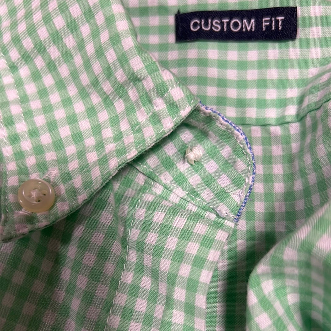 GM450 CHAPS チャップス CUSTOM FIT 長袖 ボタンダウンシャツ 羽織り トップス グリーン系 総柄 メンズ L