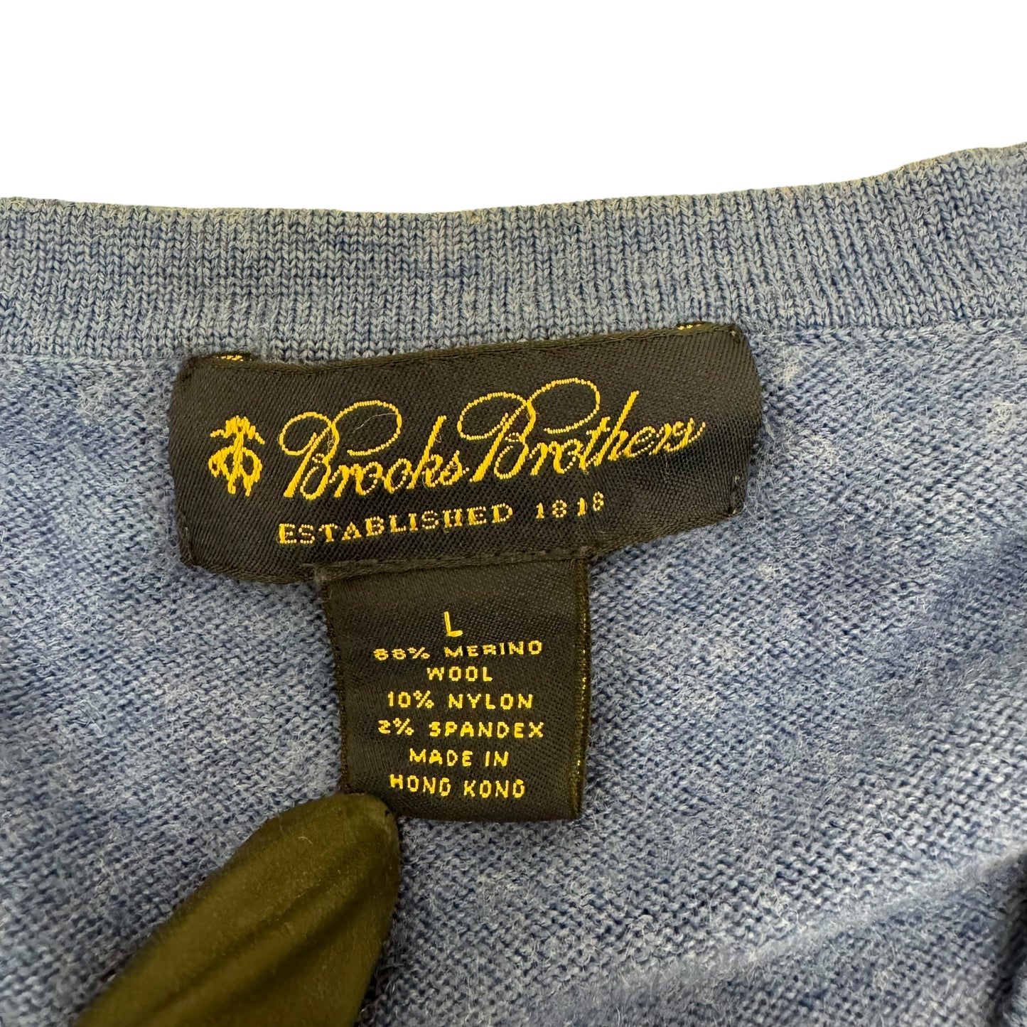 GC856 BROOKS BROTHERS ブルックスブラザーズ ニット セーター トップス Vネック 長袖 ウール インディゴブルー メンズ サイズL