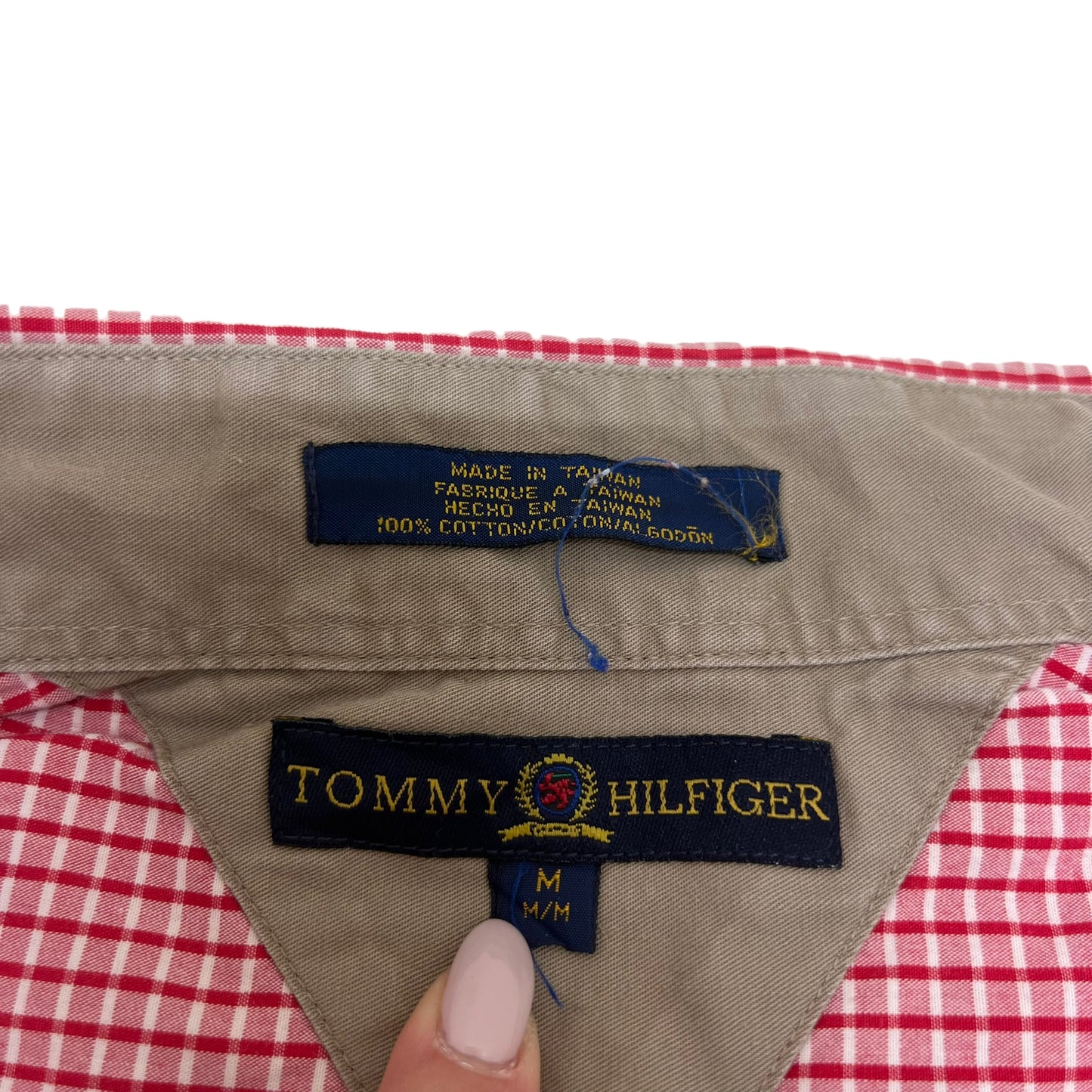 GM443 TOMMY HILFIGER トミーヒルフィガー 長袖 シャツ 羽織り トップス レッド系 総柄 メンズ M