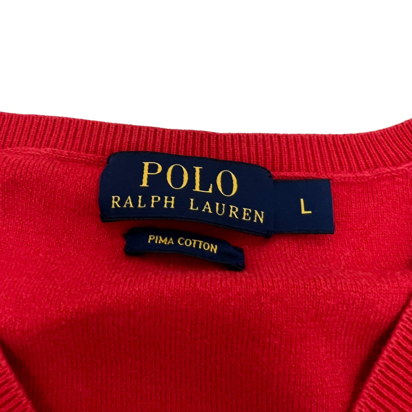 GM240 POLO RALPH LAUREN ポロラルフローレン 長袖 ニット トップス Vネック レッド メンズ L