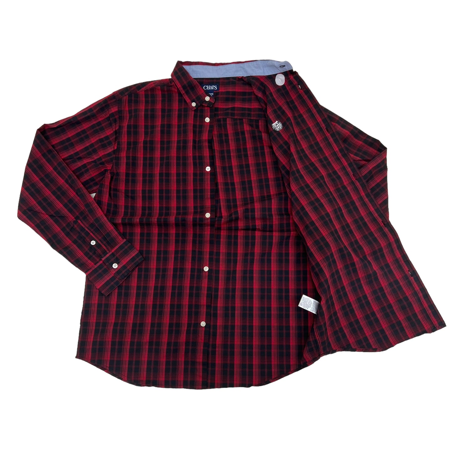GM401 CHAPS チャップス 長袖 ボタンダウンシャツ 羽織り トップス レッド系 総柄 子供服 XL
