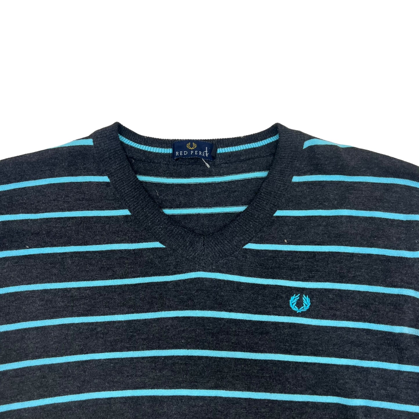 GM356 FRED PERRY フレッドペリー 長袖 ニット トップス プルオーバーグレー系 水色系 メンズ L