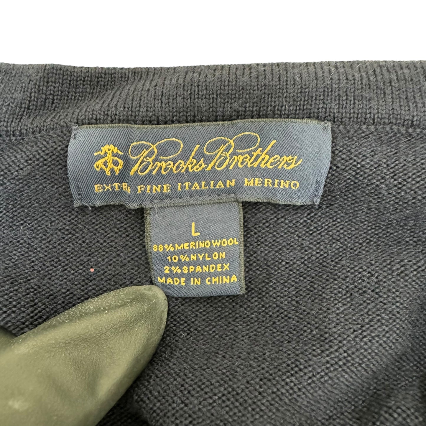 GC853 BROOKS BROTHERS ブルックスブラザーズ ニット セーター Vネック トップス 長袖 ネイビー メンズ サイズL