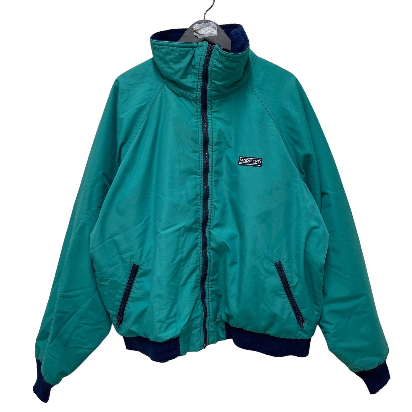GC399 USA製 LAND'S END ナイロンジャケット ジャケット ジップアップ グリーン メンズ サイズXL
