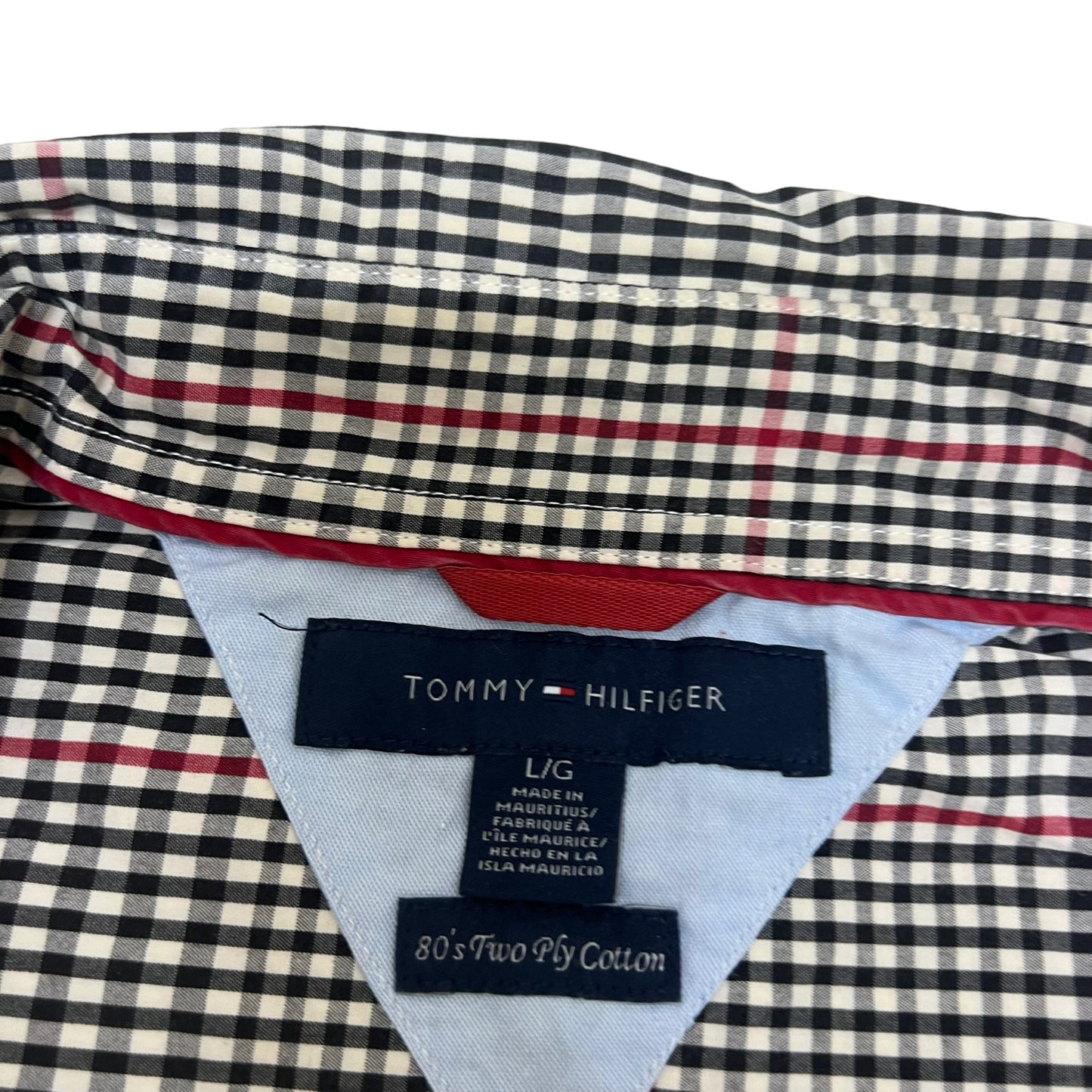 GM440 TOMMY HILFIGER トミーヒルフィガー 長袖 ボタンダウンシャツ 羽織り トップス グレー系 総柄 メンズ L