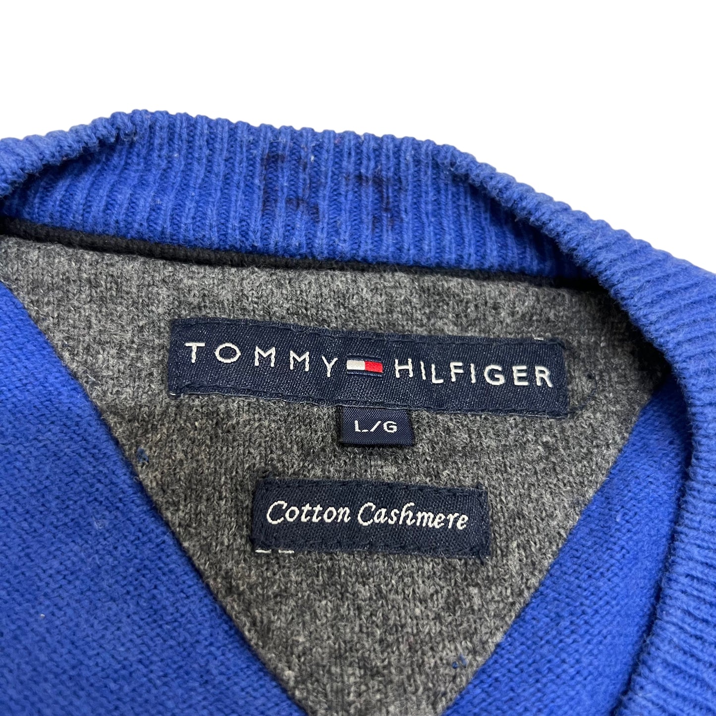 GM12 TOMMY HILFIGER トミーヒルフィガー Cotton Cashmere ニット トップス ブルー系 メンズ サイズ L