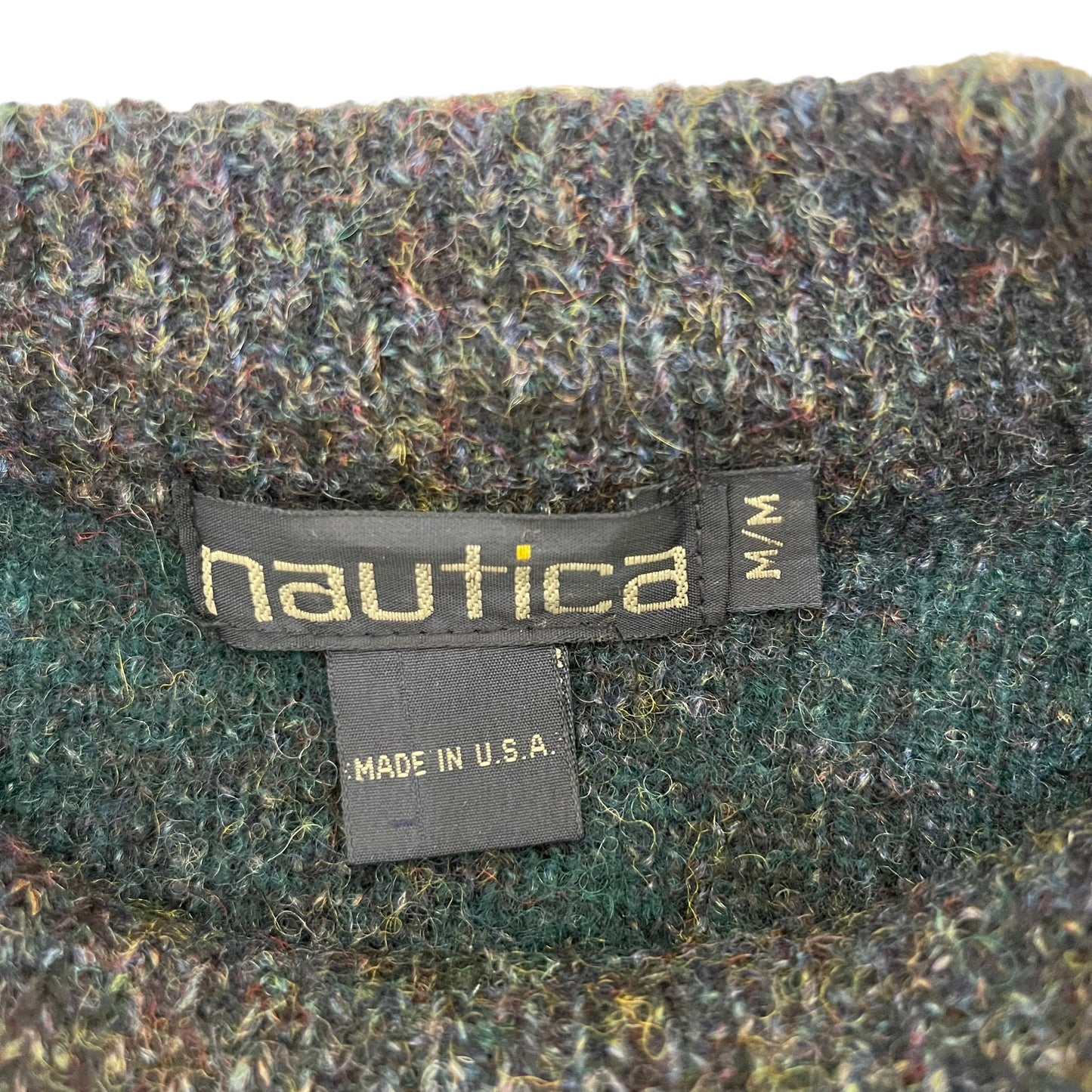 GC173 USA製 nautica ニット セーター トップス グリーン系 メンズ サイズM