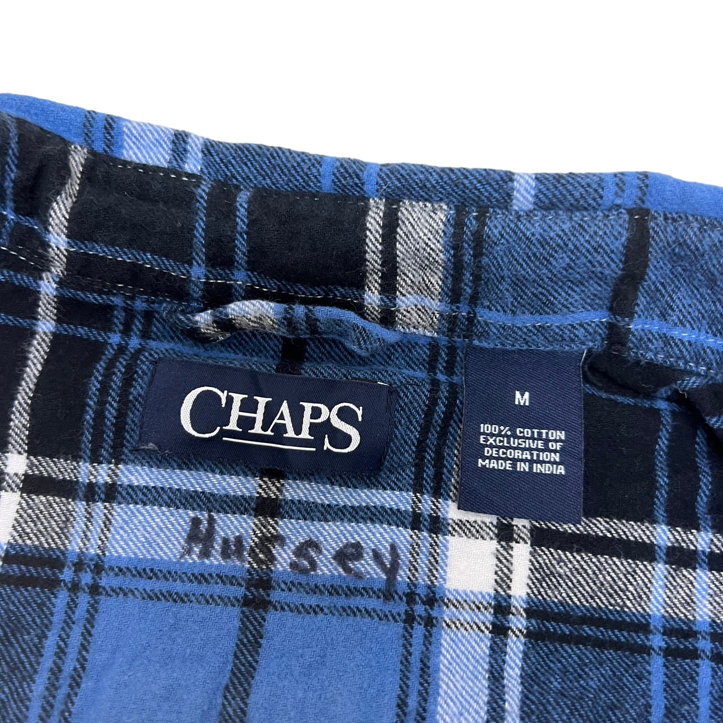 GM453 CHAPS チャップス 長袖 ボタンダウンシャツ 羽織り トップス ネイビー系 総柄 メンズ M