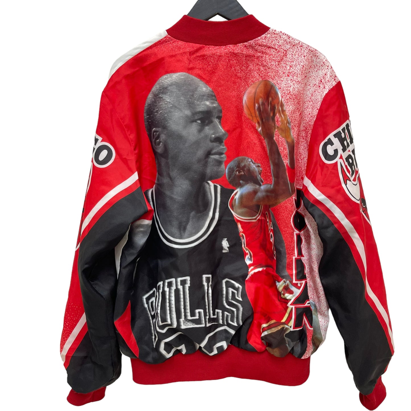 GC203 USA製 90's Chalk Line NBA Chicago Bulls マイケル ジョーダン ナイロンジャケット ジャケット レッド×ホワイト メンズ サイズL