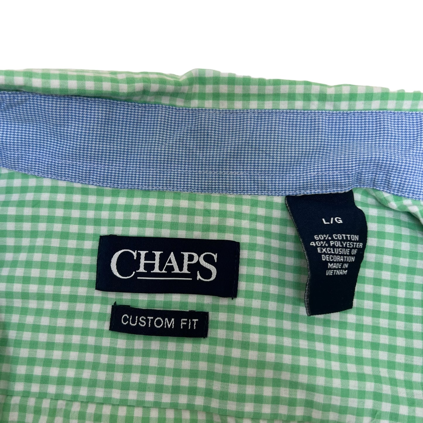 GM450 CHAPS チャップス CUSTOM FIT 長袖 ボタンダウンシャツ 羽織り トップス グリーン系 総柄 メンズ L